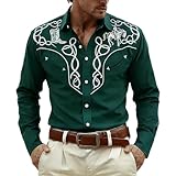 Camisa vaquera para hombre, camisas occidentales, disfraz de vaquero, cuello de solapa, camisa de ocio clásica, camisa occidental, camisa de vaquero occidental, camisa de vaquero occidental, camisa