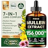 Fidus 7 in 1 Mullein Drops for Lungs & Lymphatic Drainage - Echinacea | Oregano | Ginger | Elderberry | Marshmallow Root ｜Thyme - Lung Detox for Smokers, Respiratory & Immune Support, Non-GMO，4 fl oz