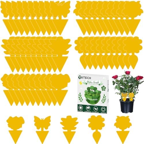 Fruit Fly Traps, TRIITECH 50 Pack Sticky Fly Traps, Plant Fly Stickers, Sticky Bug Traps for Indoor and Outdoor(Yellow) - View 3