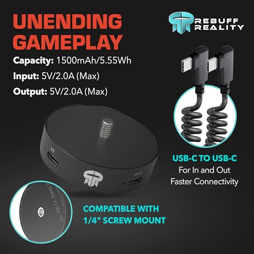 Image of Rebuff Reality Tracker Power Puck 3-Pack for Vive & Tundra VR Trackers | Hot Swappable, Extend Battery Life 10-15+ Hours, FBT for VRChat, Dance Dash, USB-C, Use w / Trackstrap, Trackers Not Included