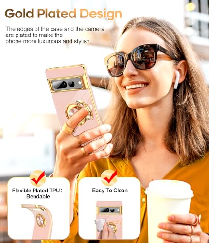 Coque Google Pixel 7 Pro antichoc aux bordures plaquées or rose
