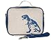 SoYoung Lunch Bag - Raw Linen, Eco-Friendly, Retro-Inspired, Leakproof, Easy to Clean - Blue Dinosaur