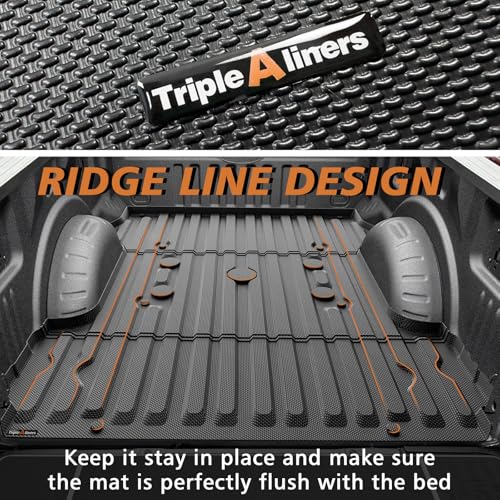 Image of TripleAliners Truck Mat Compatible with 2017-2026 Ford Super Duty F250 /F350 /F450 6.75FT Accessories, Truck Bed Mat Heavy Duty Custom Fit All Weather Protection TPE Pickup Liner