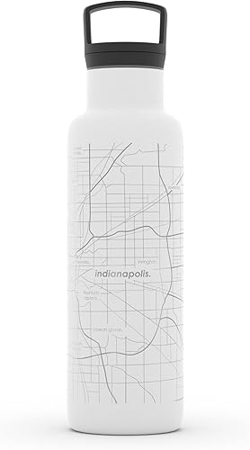 Miniatura 124 de Well Told Botella de agua aislada con mapa de Washington DC grabado, botella de acero inoxidable grabada (21 onzas, blanco) botella aislada de mapa