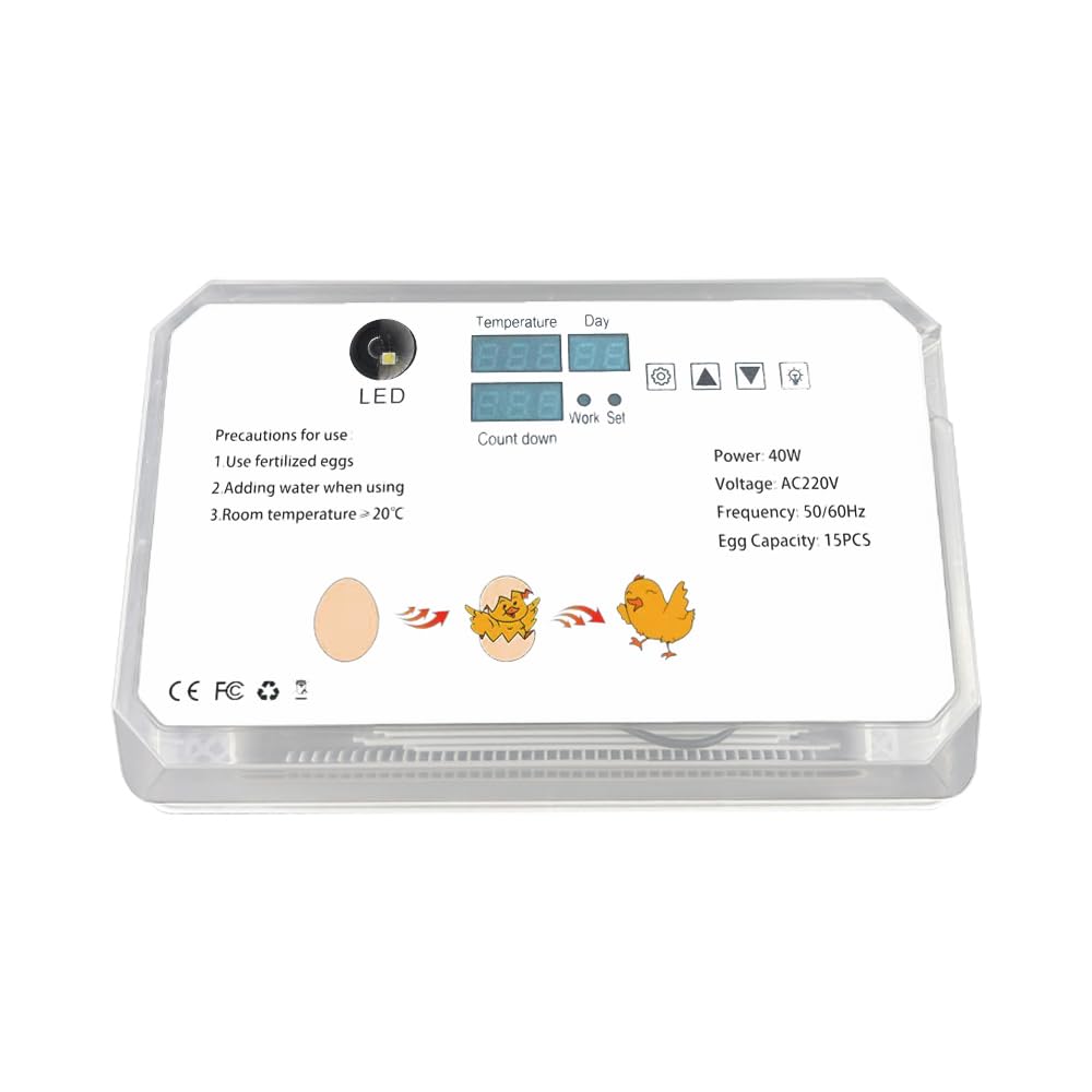 Añadir agua automáticamente 15 huevos de pollo pequeño incubadora de huevo con bandeja de huevo ajustable para la venta
