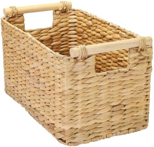 HMF Bathroom Storage Basket, Water Hyacinth Braided Basket with W...