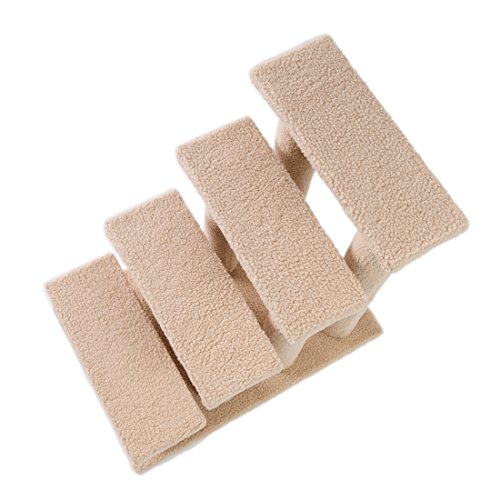 Good Life 25" 4 Steps Pet Stairs Carpeted Ladder Ramp Cats Scratching Post Cat Tree Climber for Cat Small Dogs Beige