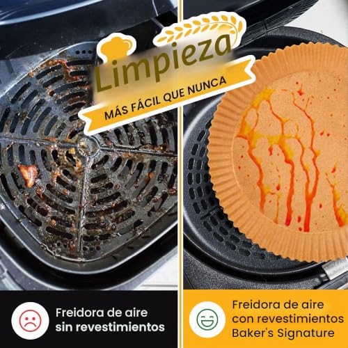 Miniatura 4 de Papel Freidora Aire, 125 Piezas Redondo, 16 Cm, Para 2-4l Cosori, Cecotec, Philips, Otras Marcas Sin Blanquear, Accesorios Airfryer Para Hornear, Cocinar, Limpieza Fácil Por Baker S Signature