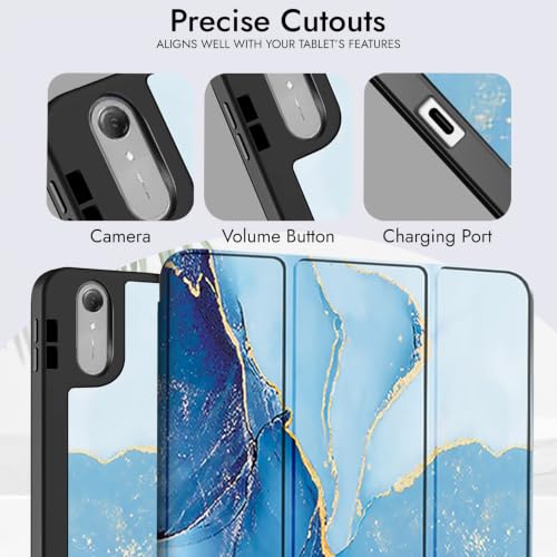 Image of Robustrion Case for Lenovo Idea Tab Pro 2nd Gen 13 inch Cover Case with [Pencil Holder] [Soft Flexible Case] for Lenovo Idea Tab Pro Gen 2 Cover Case 13 inch [Auto Sleep Wake Support] - Marble Blue