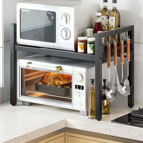 Soporte Microondas Encimera Multifuncional Como Organizador Cocina O Estante Cocina Para Almacenaje Cocina. Estanteria Microondas Extensible Y Compacto Con Organizador Adicional Par - imagen 2