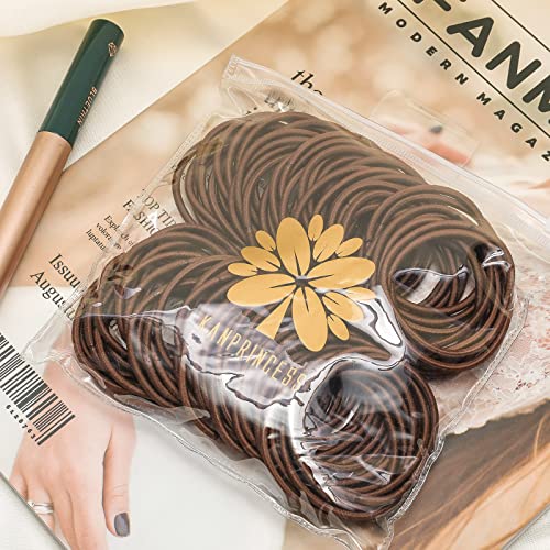 Kanprincess 100Pcs Brown Hair Ties For Thick Hair, Ponytail Holders Hair Ties No Damage For Women, Elastic Thick Hair Ties Hair Bands For Girl Thin Hair, Hair Styling Accessories For Daily Life (Brown) #TOP6