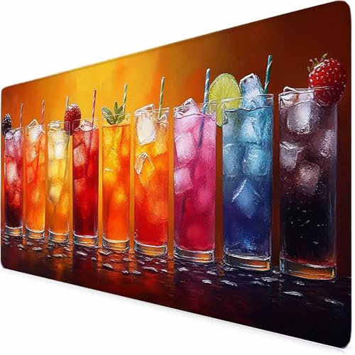 Tappetino Mouse Gaming Grande 900 x 400 mm Mouse Pad Colore Bevande Estive Accessori Scrivania, Mousepad con Base in Gomma Antiscivolo Impermeabile con Bordi Cuciti per Gaming, Laptop, Ufficio -XZ5T