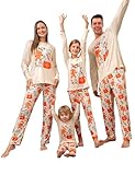 SUNNYBUY Christmas Pajamas Matching Sets, Holiday Family PJS Xmas Jammies for Couples, Orange Gingerbread Women S