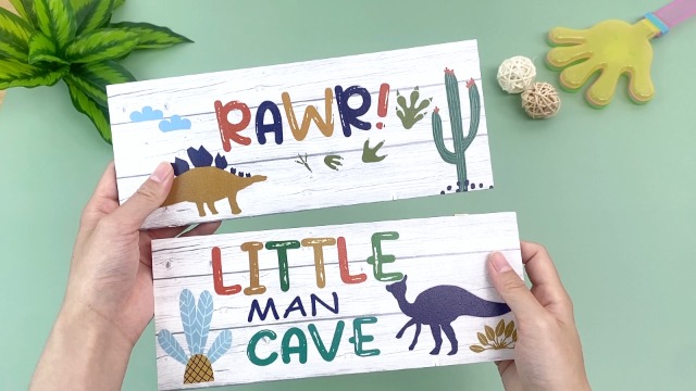 Boys Only Dinosaur Paw Door Sign - Wooden Dino Room Decor For Bedroom