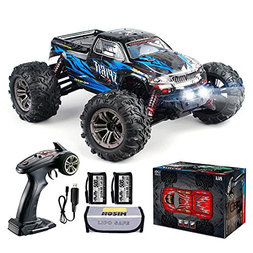Hosim 1:16 Scale 36+ kmh High Speed RC Trucks for Adults - 4WD Electric Off-Road Waterproof RC Cars Radio Control Vehicle with 2.4GHz All Terrian RC Monster Trucks for Boy(Blue)