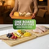 ZENO Large Wooden Chopping Board 40 x 30 x 2CM | Bamboo Cutting Board for Kitchens | Wood Chopping Board with Deep Juice Groove for Meat Veg and Bread | Multi Purpose Wooden Chopping Boards for Home - Image 8