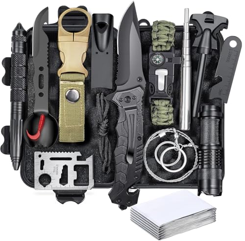 Survival Kit 13 in 1 Survival ausrüstung Set für Outdoor Camping überle überlebenspaket Bushcraft Jagde Notfall überlebensausrüstung