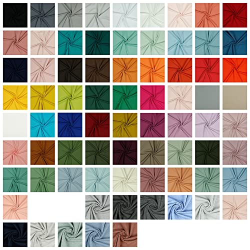 Tissu jersey uni au mètre certifié Tex Standard 100 69 couleurs au choix Uni + Mélangé (001 I Noir, 50 x 150 cm)