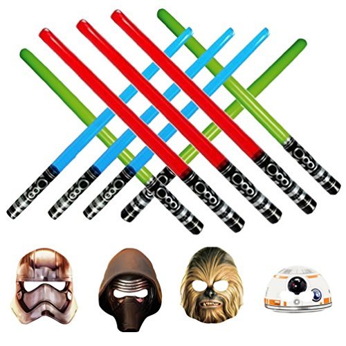 Inflatable Play Light Saber - Great for Star Wars Parties, LARP, Halloween, and More 3 Blue 3 Green 3 Red & Star Wars Photo Props