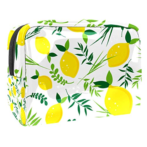 Tragbare Make-up-Tasche mit Reißverschluss, Reise-Kulturbeutel für Frauen, praktische Aufbewahrung, Kosmetiktasche, Gelb / Zitrone (4)