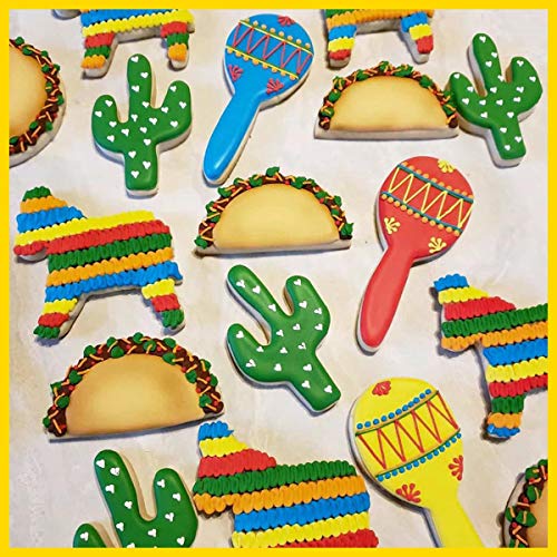 Heboland Fiesta Mexican Cinco De Mayo Cookie Cutter Set Party Decorations - 6 Pieces 4In Large Donkey Pinata Cactus Sombrero Taco Maraca Plaque Stainless Steel Fondant Molds #TOP2