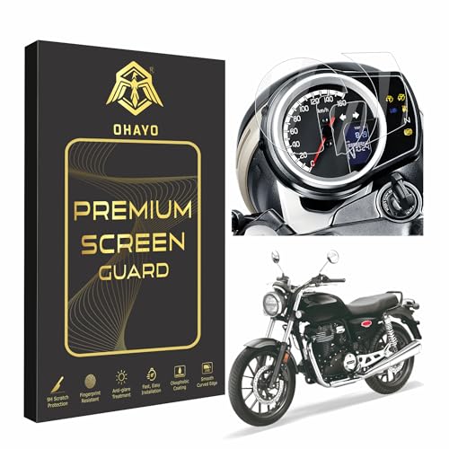 Image of OHAYO Screen Protector for Honda H'ness CB350 Digital Meter | Compatible with HNess CB 350 Instrument Cluster, Speedometer Display Console | 9H Hardness, Military Strength, Scratch Resistant, HD Clear, Bubble Free, Easy Install