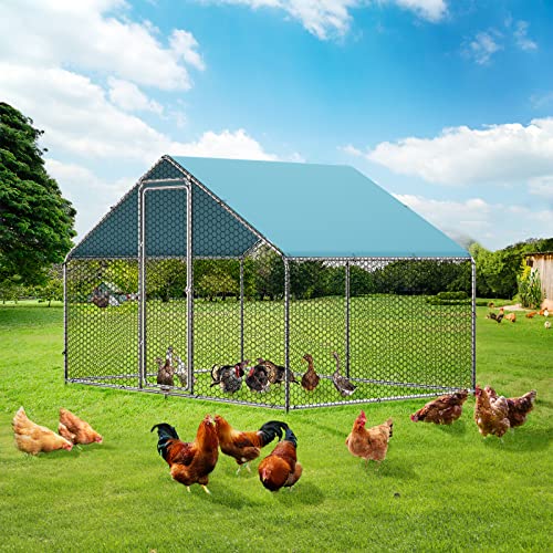 ROOMTEC Chicken Coop Run Large Metal Chicken Pen for 6-10 Chickens, Poultry Cage Spire Shape Coop, Heavy Duty Walkin Chicken Runs for Yard with Waterproof and Anti-UV Cover by ROOMTEC - Used condition - US$177.49