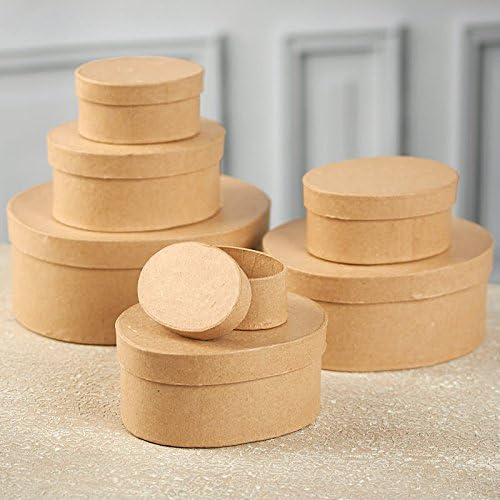 Factory Direct Craft® Handcrafted Paper Mache Oval Boxes- 7 Boxes