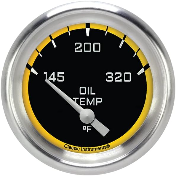 Classic Instruments AX228YAPF AutoCross Yellow 2-5/8" Oil Temperature Gauge