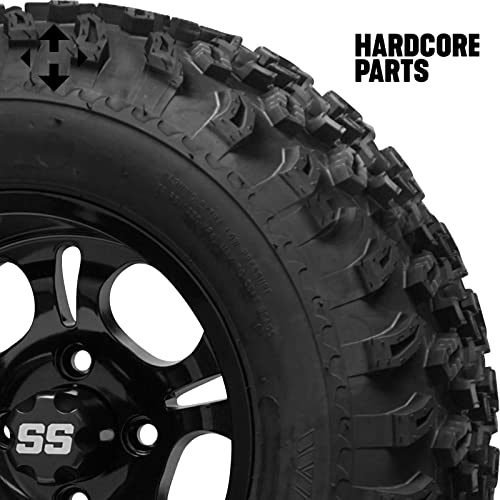 Hardcore Parts 6” Heavy Duty Double A-Arm Suspension Lift Kit For Club Car Precedent Golf Cart (2004+) With 12" Black 'Darkside' Wheels And 23"X10.5"-12" All-Terrain Tires #TOP2