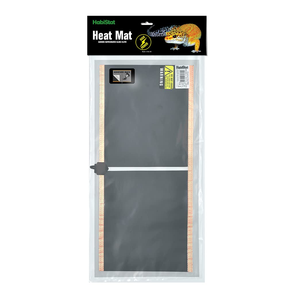Habistat - High Power Adhesive Heat Mat - Carbon Impregnated Glass Cloth - 59cm x 28cm - 60 Watt - Produces Infra-Red Heat - Excellent Primary Heater - Ideal For Night-Time Temperatures