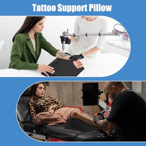 Image of HOMBYS Wedge Bolster Pillow for Legs,Knee Wedge Pillow for Massage Table,Triangle Massage Bolsters for Under Legs,PU Leather Waterproof Foam Tatoo Pillow (Wine Red) (Black, 16 inchx16 inchx6 inch)