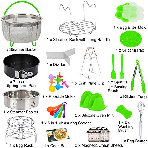 PentaQ 24 Pieces Instant Pot Accessories Kit for 8 Quart Instapot, Pressure Cooker Accessory Set Compatible with 6 Quart, 2 Egg Rack, 2 Silicone Oven Mitt