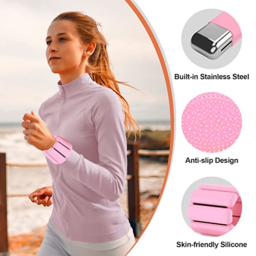 66Fit Wrist Ankle Weights Set Of 2 (1Lb Each) Adjustable Ankle Weights For Women Men Kids Increase Training Intensity Wrist Weights Sets For Women Strength Training Walking Running Yoga Pilates(Pink) #TOP1