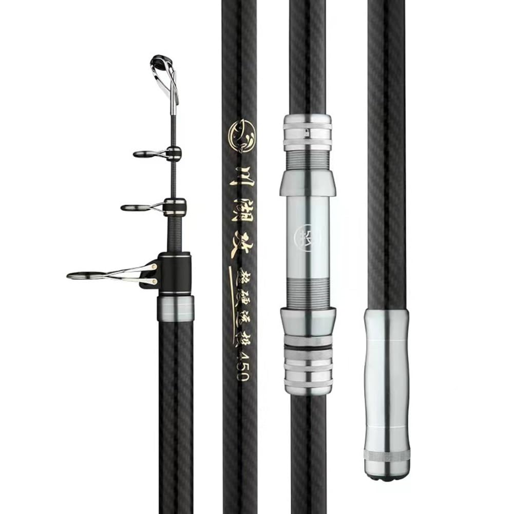 YADLCR Throwing shot Rod 3.6M-4.5M Superhard Long Distance carbon Telescopic fishing Rod Sea Boat(Only Rod,3.6m)