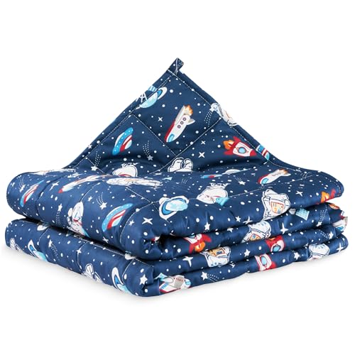4FIZJO Gewichtsdecke Kinder 3 kg 100x150 cm Therapiedecke für Stressabbau & Angstzustände Hypoallergene Glasperlen weiche & kühlende Polyester- Außenschicht für Kinder von 15-25 kg Dunkelblau
