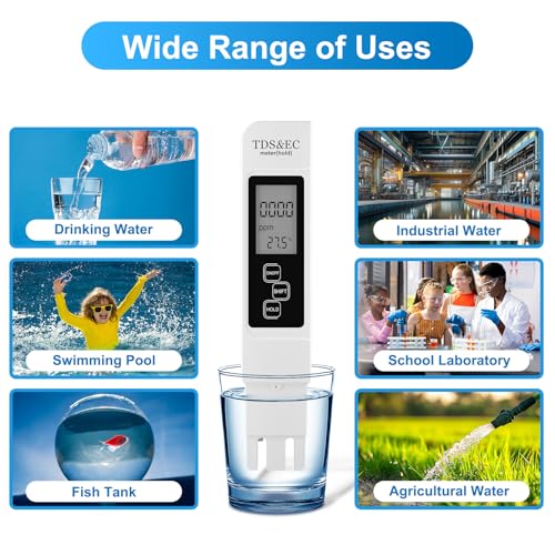 NEUTYPECHIC 3 in 1 TDS-Messgerät für Trinkwasser mit EC- und Temperaturtest - Digital LCD-Leitwertmessgerät für Aquarium, Schwimmbäder und Wasserqualität