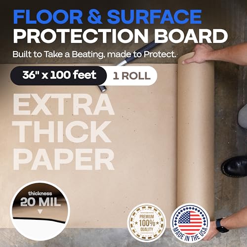 Image of Construction Paper 36 inch x 1200 inch (100 feet, 300 sq.ft.) - Extra Thick Floor Covering for Protection (20 mil, 200 lbs) - Contractor Paper for Remodeling & Surface Protection by IDL Packaging