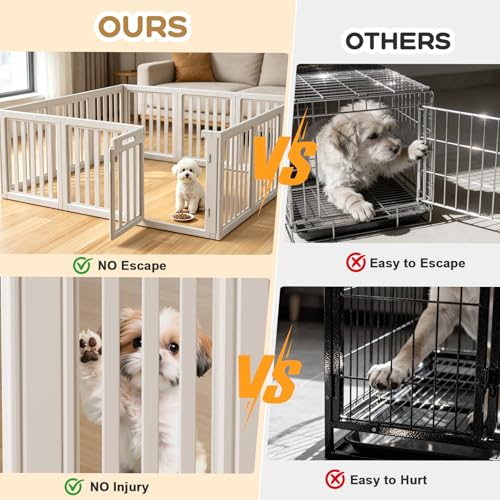 Image of Dog Playpen Indoor,Puppy Playpen,White 30.3 inch H, 12 Panels | Dog Play Pen Indoors with Open View, Tool-Free Setup, Multi-Shape Setup, Dog Pen for Dogs, Cats & Puppies