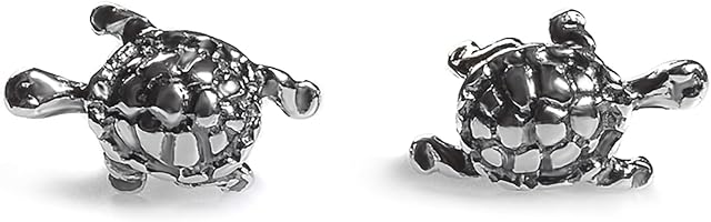 HENRYKA Sterling Silver & 24ct Gold Plate Turtle Stud Earrings 10mm x 5mm | Minimal Tiny Tortoise Jewellery | Beach Summer Fashion Accessory | Gift for Girls & Women