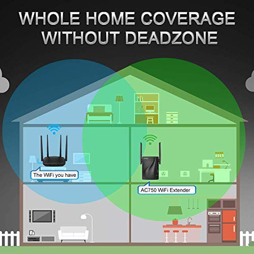Product Image 1: rockspace 750Mbps WiFi Range Extender (RSD0607)-WiFi Extender Supports Dual-Band with Ethernet Port&WPS Button (Black)