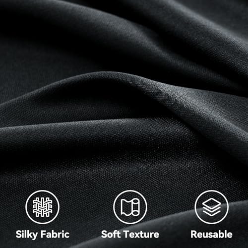 Image of 20ft x 14ft Black Backdrop Curtain for Parties, Wrinkle Free Polyester 4 Panels 5x14ft Photo Backdrop Drapes Back Drop Cloth for Wedding Birthday Party Baby Shower Photography Background