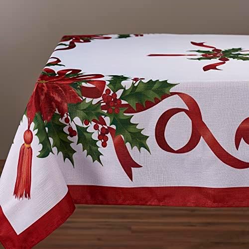 Miniatura 2 de Kadut Mantel de cinta de Navidad (70 x 120 pulgadas) para mesas rectangulares de 8 pies, tela resistente, mantel de cinta de Navidad a prueba de