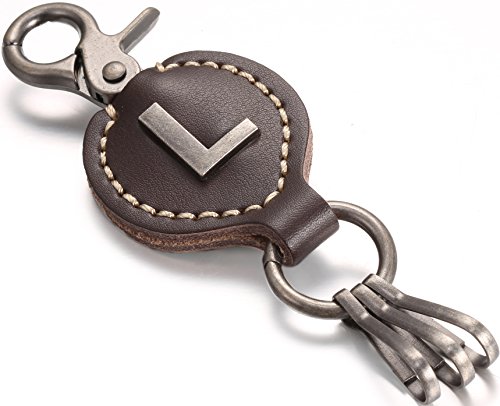 Leather Keychain For Men, Single Letter Alphabet with Easy Clasp - Brown - One Size