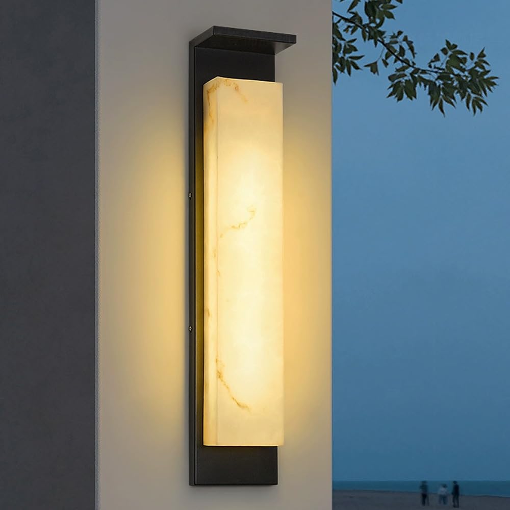 Modern Resin Outdoor Wall Lamp Marble Texture Porch Light LED Waterproof Wall Mount Lighting Stainless Steel Outside Wall Sconce Lighting For Walkway Hallway Front/Back Door Learned extensively