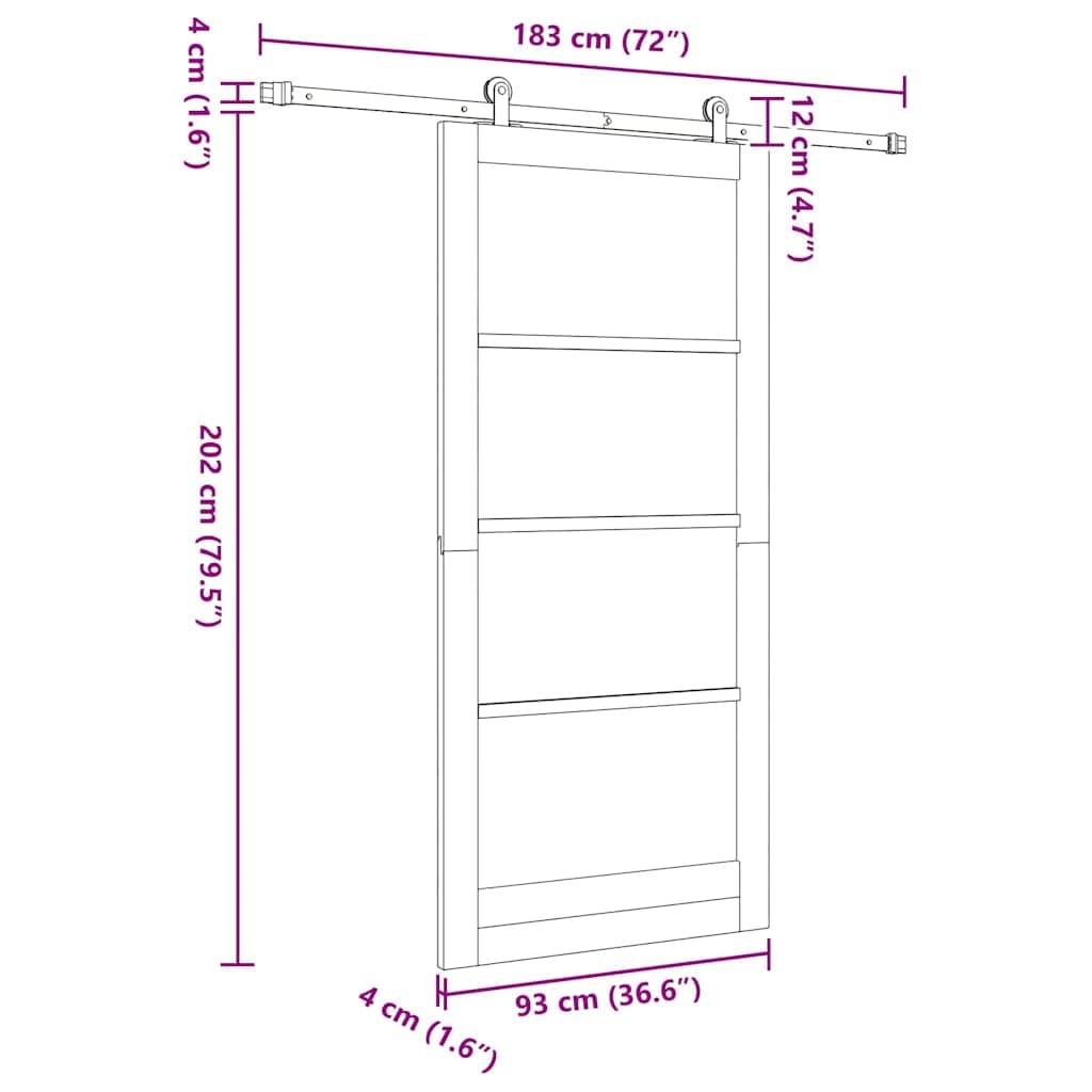 vidaXL Drzwi przesuwne ORKDAL 93 x 202 cm Lite drewno sosnowe i szkło