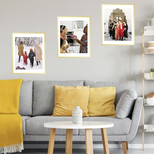 Image of JCJMY 18x24 Picture Frame with 16x20 Mat, Display Photo 16x20 with Mat or 18 x 24 Without Mat, Wall Hanging Large 18 by 24 Poster Frame with Plexiglass, Gold