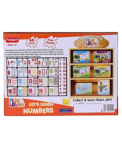 Image of Funskool Play & Learn-Numbers,Educational,60 Pieces,Puzzle,For 3 Year Old Kids And Above,Toy,Multicolor