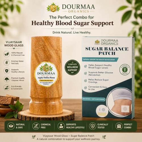 Image of Vijaysar Wood Herbal Glass (200 ml) | Ayurvedic Wooden Tumbler for Wellness | Natural Sugar Balance Patch | Handcrafted Indian Kino Tree Glass 200 ML with 10 Pcs Patch