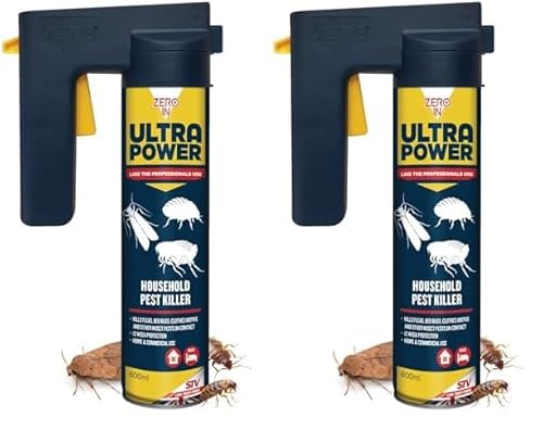 Zero In Ultra Power – Household Pest Killer Aerosol with Trigger – Indoor Bug Spray - Professional Strength Insect Killer Spray – All Household Insects – Long-lasting Protection – 600ml (Pack of 2) option